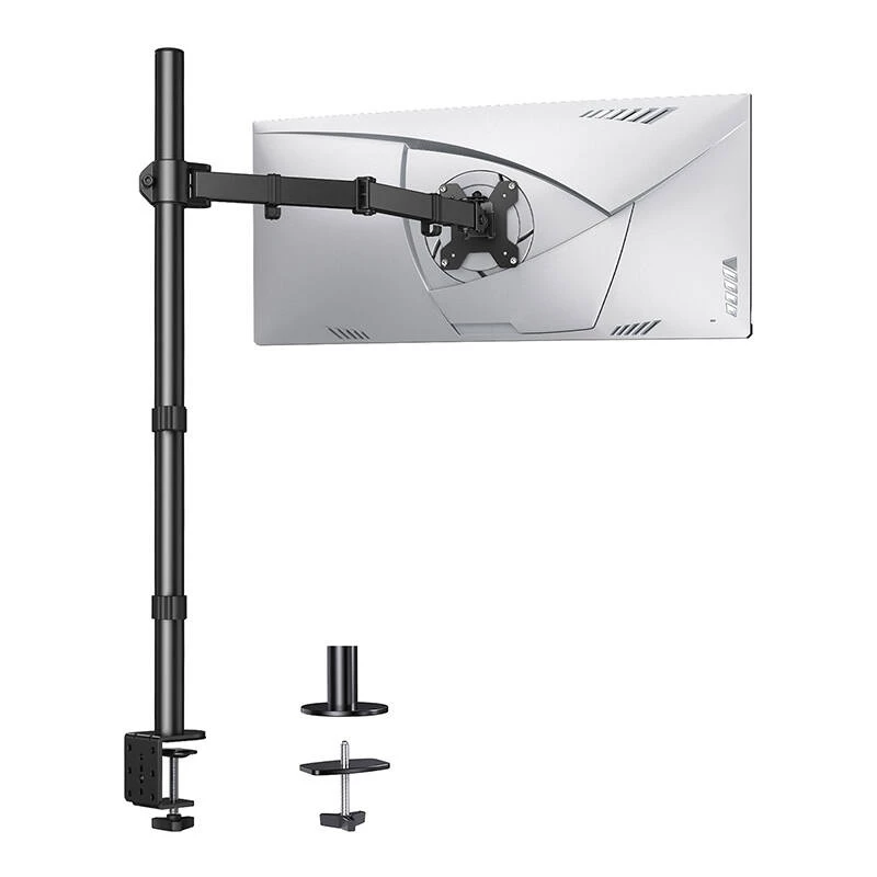 HUANUO HNCM9 Einzelner Monitorhalter für 13-32 Zoll Bildschirme, Gasfederarm, Tischklemme/Durchführung, Schwarz