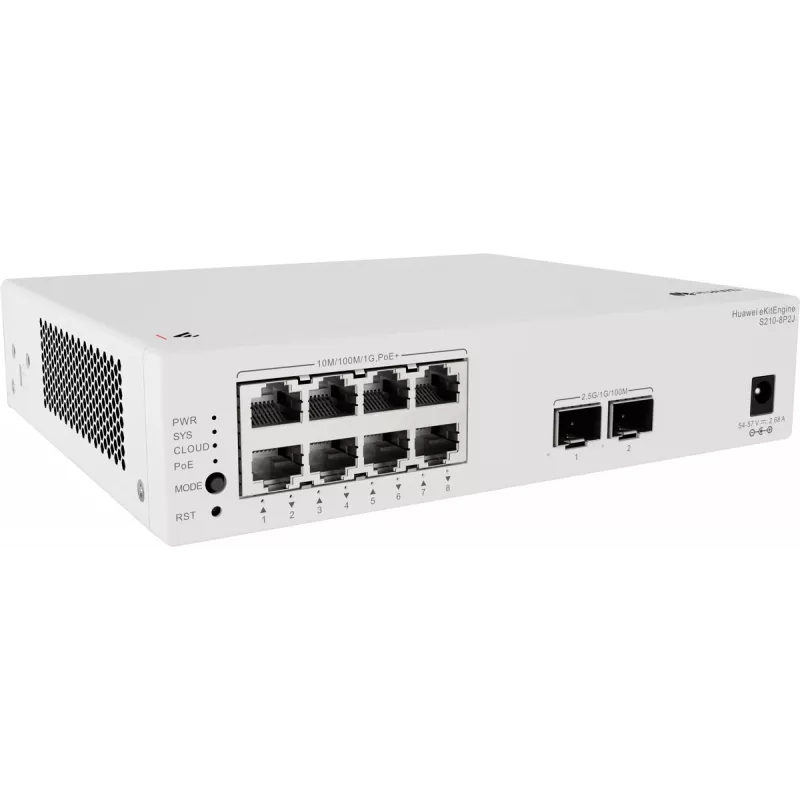 Huawei S210-8P2J Managed L2 Switch mit 8 Gigabit PoE+ Ports und 2 SFP Uplinks, 128W PoE-Budget 98012922-001