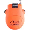 HUDORA Kabelschloss (Orange) - 3-stelliges, umstellbares Zahlenschloss, 200 cm selbstaufrollendes Stahlkabel