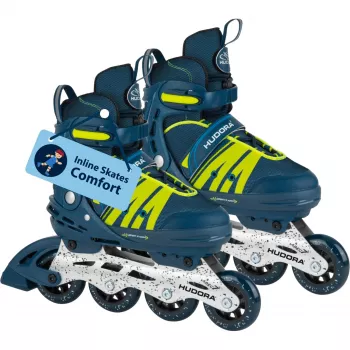 HUDORA Inline Skates Comfort Größe 29-34 (Blau/Gelb)
