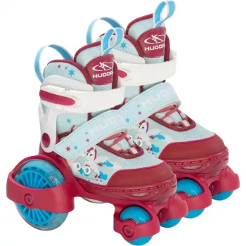 HUDORA My First Quad LED Rollschuhe Größe 30-33 Rot/Hellblau