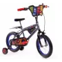 Huffy Avengers 14-Zoll-Kinderfahrrad - Stahlrahmen, Stützräder, Rot/Blau/Schwarz