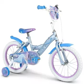 Huffy Frozen 16-Zoll Mädchenfahrrad mit Stützrädern, Vorderkorb und Rücktrittbremse