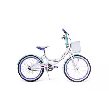 Huffy Girly Girl 20 Mädchenfahrrad, Weiß mit rosa Akzenten, Stahlrahmen, Single Speed, 20-Zoll-Räder