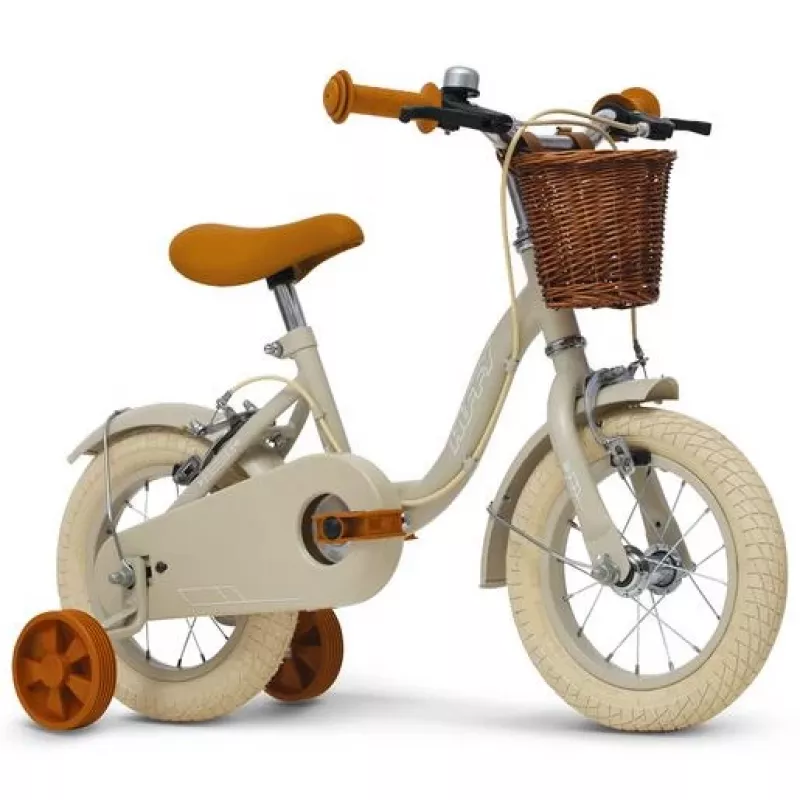 Huffy Vintage 12-Zoll-Kinderfahrrad, Grau mit Korb und Stützrädern