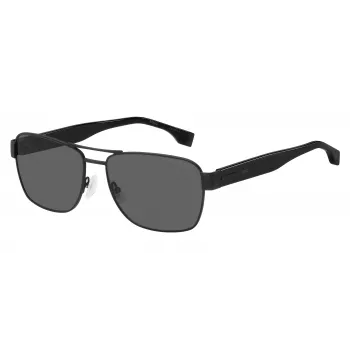 HUGO BOSS BLACK BOSS1441S807 Herren Rechteck-Sonnenbrille - Schwarzer Rahmen Graue Gläser 60/16/150 mm