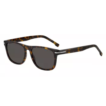 HUGO BOSS BLACK BOSS1626S086 Herren-Sonnenbrille - Schwarzer Rahmen, graue Gläser, 55/18/145 mm