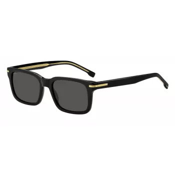 HUGO BOSS BLACK BOSS1628S807 Rechteckige Sonnenbrille, Schwarzer Rahmen, Graue Gläser, 54/19/145 mm