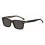 HUGO BOSS BLACK BOSS1628S807 Rechteckige Sonnenbrille, Schwarzer Rahmen, Graue Gläser, 54/19/145 mm