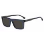 HUGO BOSS BLACK BOSS1765GSPJP Herren Rechteckige Sonnenbrille - Schwarzer Rahmen, Graue Gläser, 55/18/150 mm
