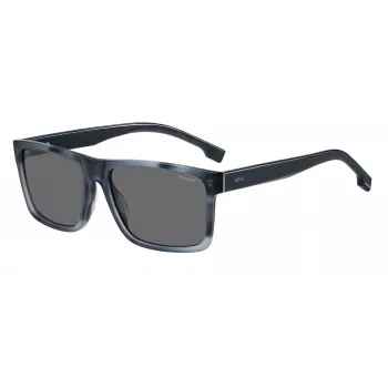 HUGO BOSS BLACK Sonnenbrille BOSS1760GS38I Herren eckiges Gestell dunkelgraue Gläser 59mm