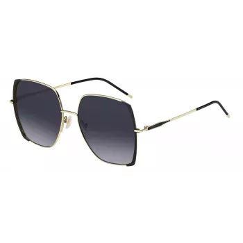 HUGO BOSS BLACK Damen Sonnenbrille BOSS1707SRHL - Eckiger Acetatrahmen, graue Polycarbonatgläser, UV400-Schutz, 58 mm Glasbreite