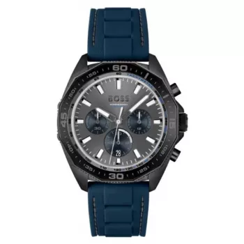 HUGO BOSS Herren Quarz-Chronograph Uhr 1513972 44 mm Edelstahl Blaues Zifferblatt