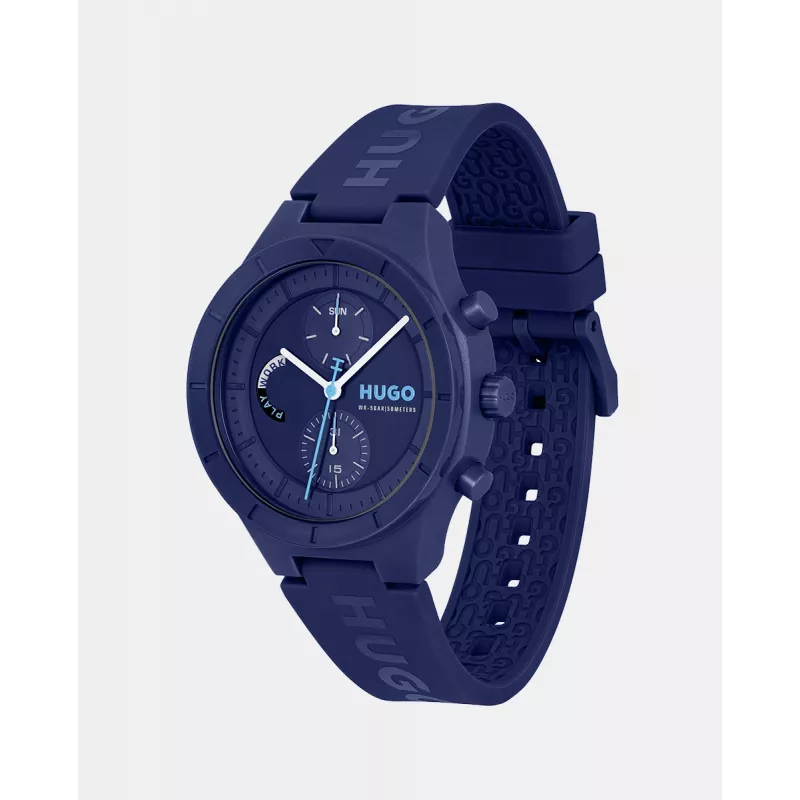 HUGO BOSS Velocity Herren Quarz-Chronograph Uhr 44mm Edelstahl Blaues Zifferblatt