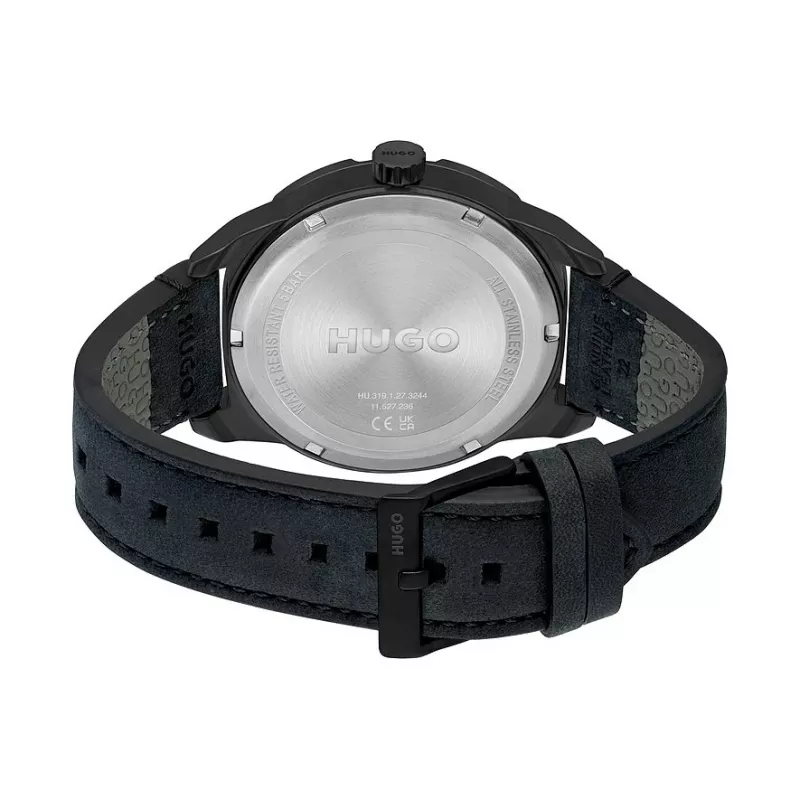 HUGO MAN 1530275 45mm Quarz-Chronograph Uhr blaues Zifferblatt braunes Lederarmband