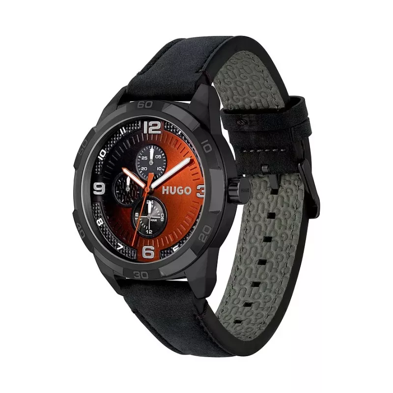 HUGO MAN 1530275 45mm Quarz-Chronograph Uhr blaues Zifferblatt braunes Lederarmband