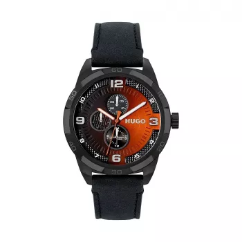 HUGO MAN 1530275 45mm Quarz-Chronograph Uhr blaues Zifferblatt braunes Lederarmband
