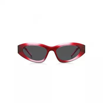 HUGO Unisex Sonnenbrille HG-1282-S-C48 Rechteckiger Vollrandrahmen 52/23/145 mm Schwarz/Grau UV400