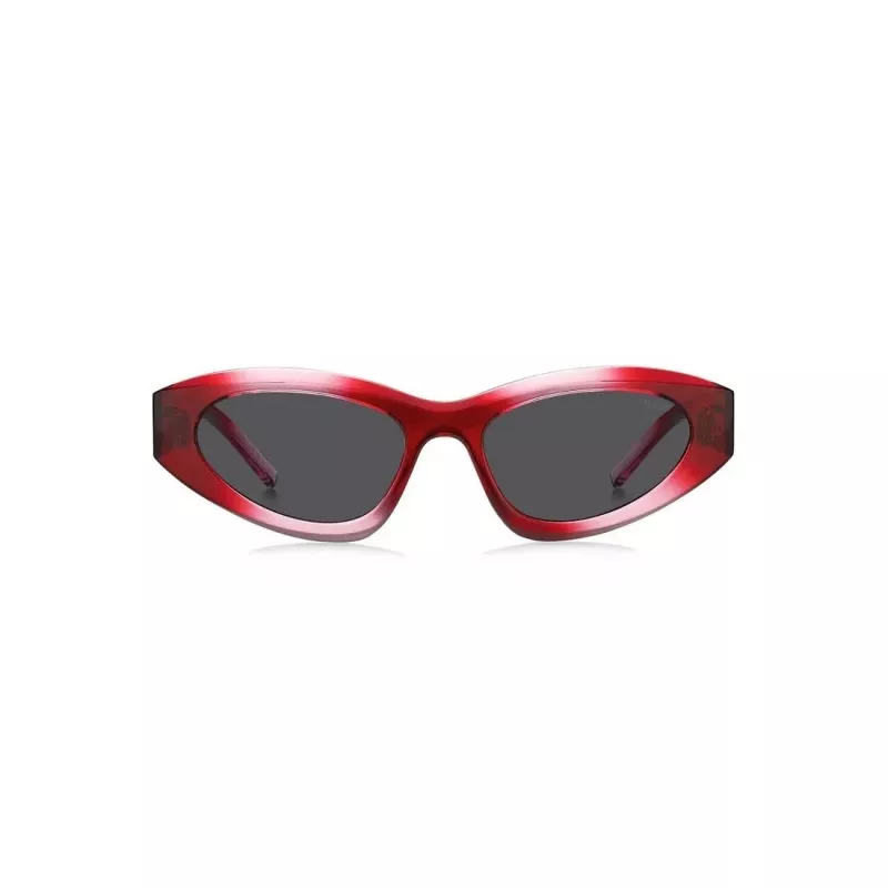 HUGO Unisex Sonnenbrille HG-1282-S-C48 Rechteckiger Vollrandrahmen 52/23/145 mm Schwarz/Grau UV400