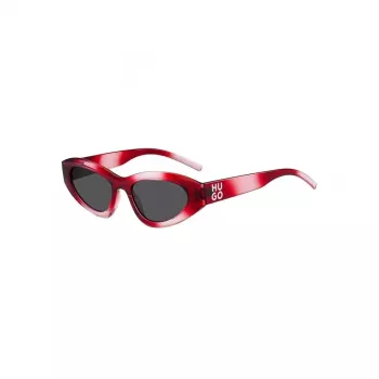 HUGO Unisex Sonnenbrille HG-1282-S-C48 Rechteckiger Vollrandrahmen 52/23/145 mm Schwarz/Grau UV400