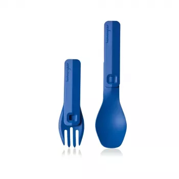 HumanGear Uno GoBites Click Löffel- und Gabel-Set Blau