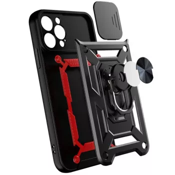 Hurtel Hybrid Armor Camshield Case für Huawei nova Y90, Panzerhülle mit Kamerabdeckung, Schwarz