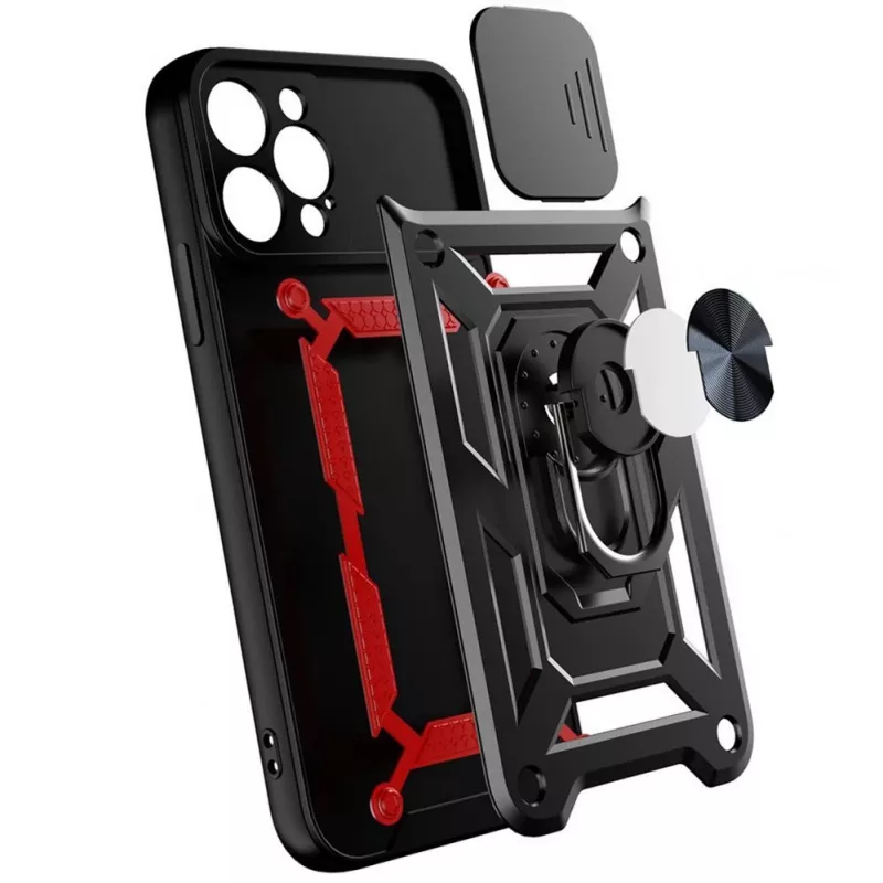 Hurtel Hybrid Armor Camshield Case für Huawei nova Y90, Panzerhülle mit Kamerabdeckung, Schwarz