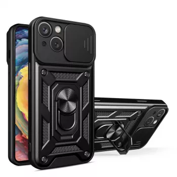 Hurtel Hybrid Armor Camshield Case für Huawei nova Y90, Panzerhülle mit Kamerabdeckung, Schwarz