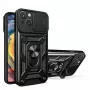 Hurtel Hybrid Armor Camshield Case für Huawei nova Y90, Panzerhülle mit Kamerabdeckung, Schwarz
