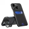 HURTEL iLike Apple iPhone 14 Leder Stand Case Cover Kartenetui mit Ständer Schwarz