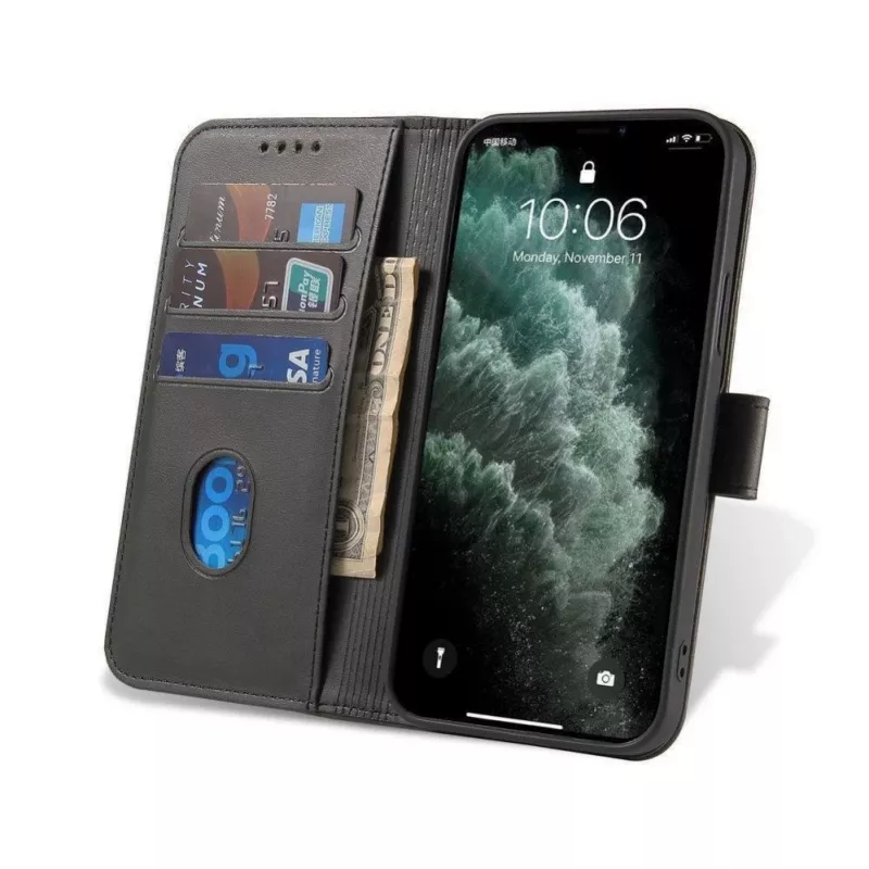 Hurtel Magnet Case Elegant Case Cover with Flap and Stand Function for OnePlus Nord N200 5G Black