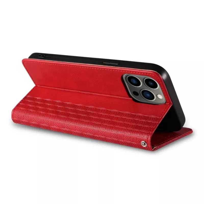 Hurtel Magnet Strap Case für iPhone 13 Pro Max - Wallet Folio mit abnehmbarem Lanyard und Anhänger - Rot