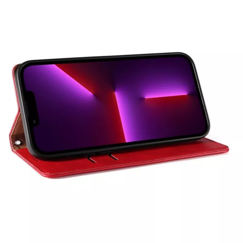 Hurtel Magnet Strap Case für iPhone 13 Pro Max - Wallet Folio mit abnehmbarem Lanyard und Anhänger - Rot