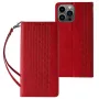 Hurtel Magnet Strap Case für iPhone 13 Pro Max - Wallet Folio mit abnehmbarem Lanyard und Anhänger - Rot