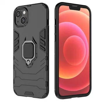 Hurtel Ring Armor Case für iPhone 14 Plus, gepanzerte Hülle mit magnetischem Halter, Ring, Schwarz