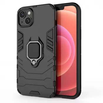 Hurtel Ring Armor Case für iPhone 14 Plus, gepanzerte Hülle mit magnetischem Halter, Ring, Schwarz