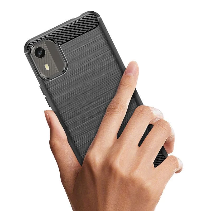 Hurtel Silicone Carbon Case für Nokia C12 / C12 Pro / C12 Plus - Schwarz