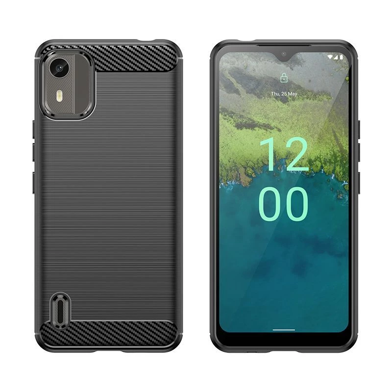 Hurtel Silicone Carbon Case für Nokia C12 / C12 Pro / C12 Plus - Schwarz