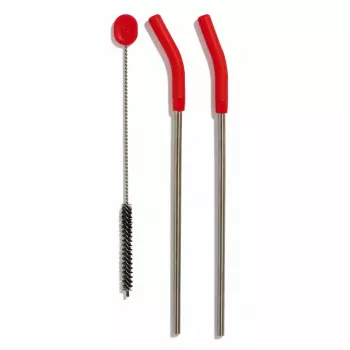 Hydro Flask Reusable Straw - Wide Mouth Straw Lid Kit mit 2 Strohhalmen - Schwarz