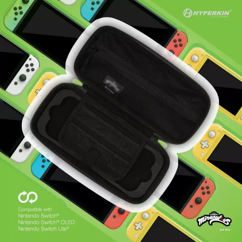 Hyperkin M07541-MTCN Hard Shell Case, Grün, Mehrfarbig, PEVA, für Nintendo Switch Lite, stoßfest, wasserabweisend, Tragetasche