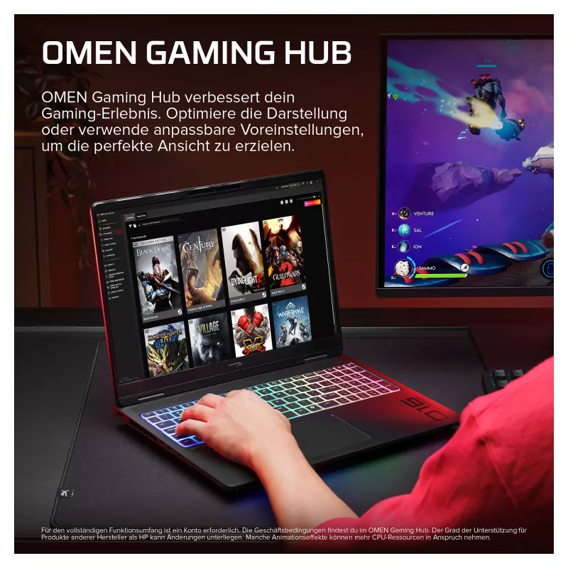 HyperX OMEN 16-ak1091ng Gaming-Laptop, 16,1 inch QHD 240Hz, AMD Ryzen AI 9 390HX, 32GB DDR5, 1TB SSD, RTX 5080, Windows 11 Home