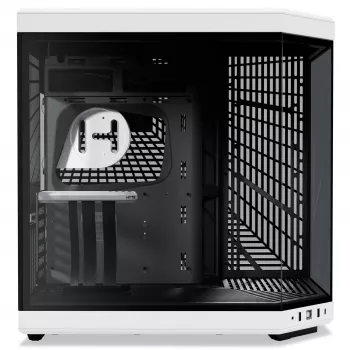 Hyte Y70 Panda Mid Tower Gehäuse mit 14.1 inch Touchscreen, gehärtetem Glas, Schwarz/Weiß