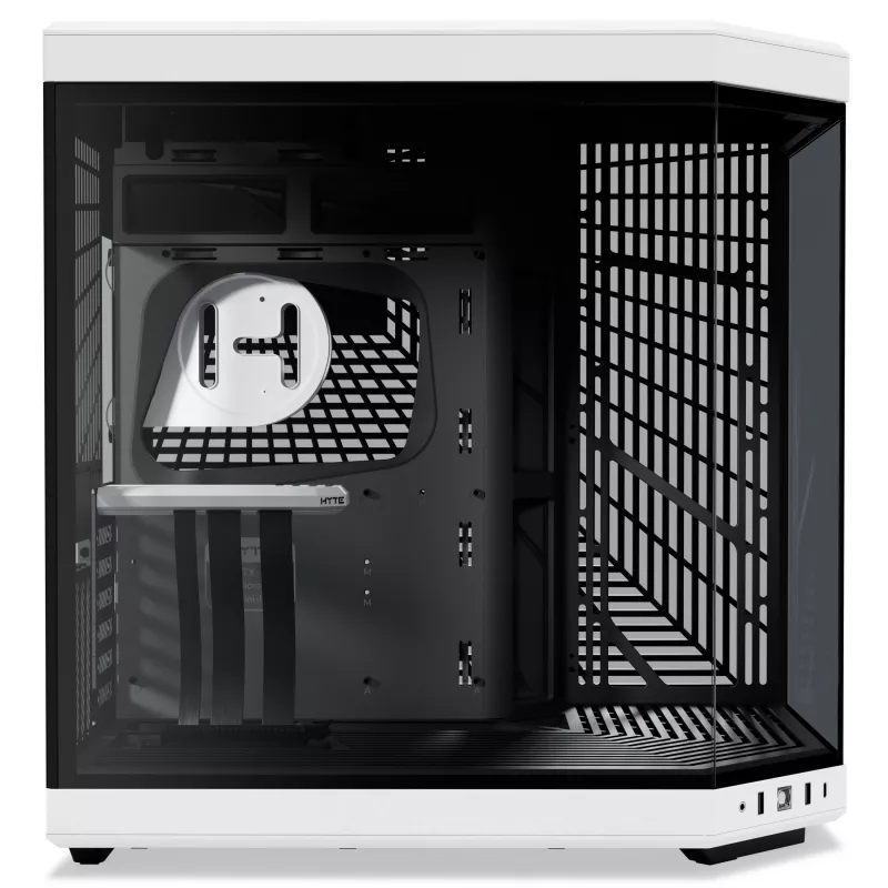 Hyte Y70 Panda Mid Tower Gehäuse mit 14.1 inch Touchscreen, gehärtetem Glas, Schwarz/Weiß