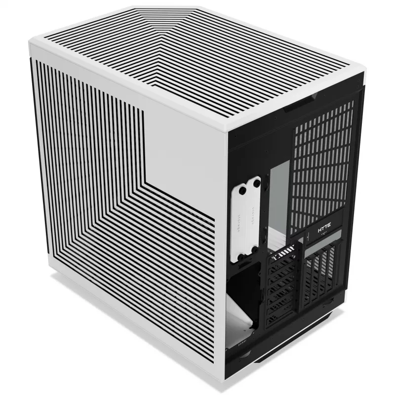 Hyte Y70 Panda Mid Tower Gehäuse mit 14.1 inch Touchscreen, gehärtetem Glas, Schwarz/Weiß