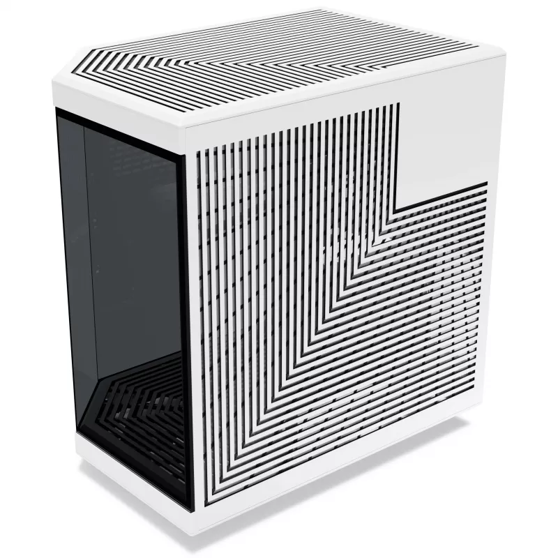Hyte Y70 Panda Mid Tower Gehäuse mit 14.1 inch Touchscreen, gehärtetem Glas, Schwarz/Weiß