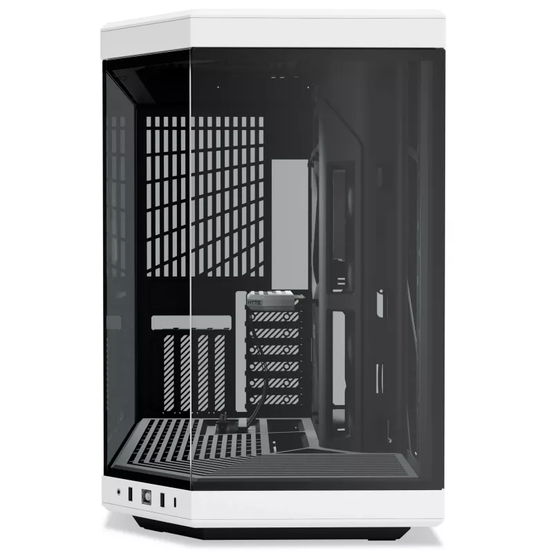 Hyte Y70 Panda Mid Tower Gehäuse mit 14.1 inch Touchscreen, gehärtetem Glas, Schwarz/Weiß