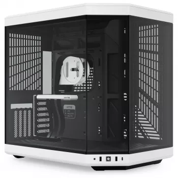 Hyte Y70 Panda Mid Tower Gehäuse mit 14.1 inch Touchscreen, gehärtetem Glas, Schwarz/Weiß