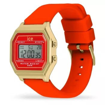 ICE Sunset Unisex Quarz Uhr 32mm Gradient Pink/Orange/Gelb Zifferblatt Neon Pink Silikon Armband 100m Wasserdicht