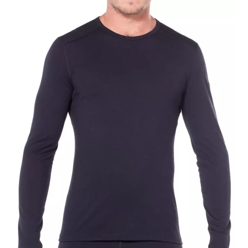 Icebreaker 200 Oasis L/S Crewe Base Layer Top - Black, XXL