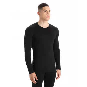 Icebreaker 260 Tech L/S Crewe Thermal Base Layer Top - Black, XXL
